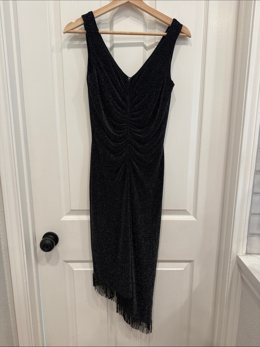 Cache Y2K sparkle beaded ruched dress